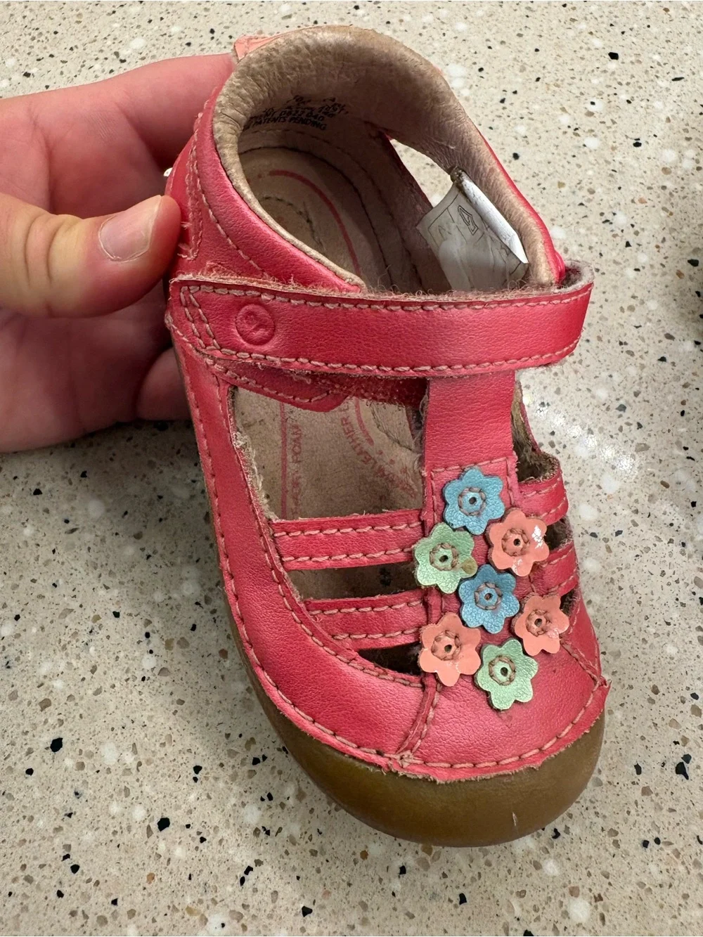 Stride Rite Coral Pink Floral Mary Jane Toddler Shoes